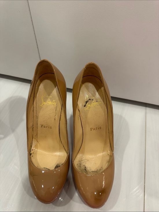 Christian Louboutin Shoes - Christian Louboutin Camel Patent Round-Toe Pumps